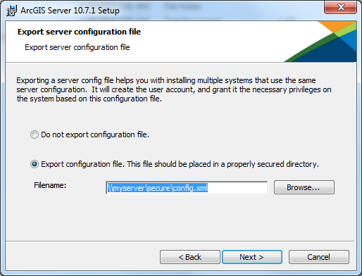 Export a server configuration file