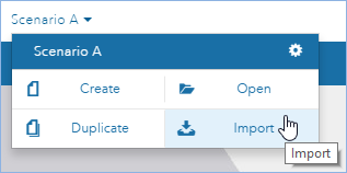 Import option in scenario dropdown